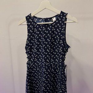 Sundress with Side Crisscross in Blue and White